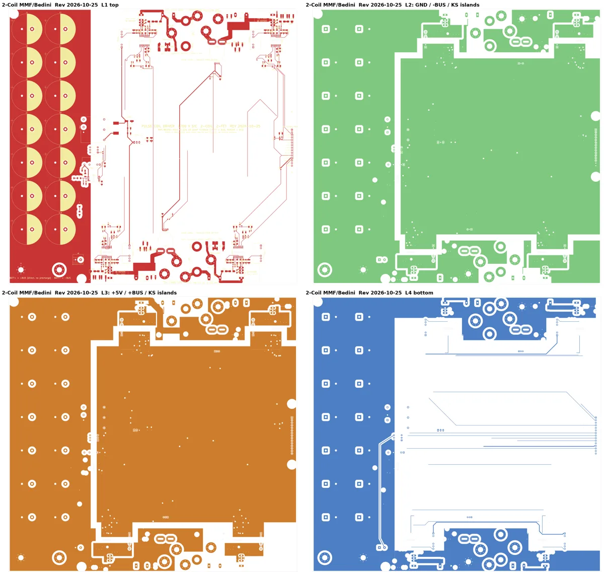 2-Coil MMF/Bedini pulse coil driver board, all four copper layers